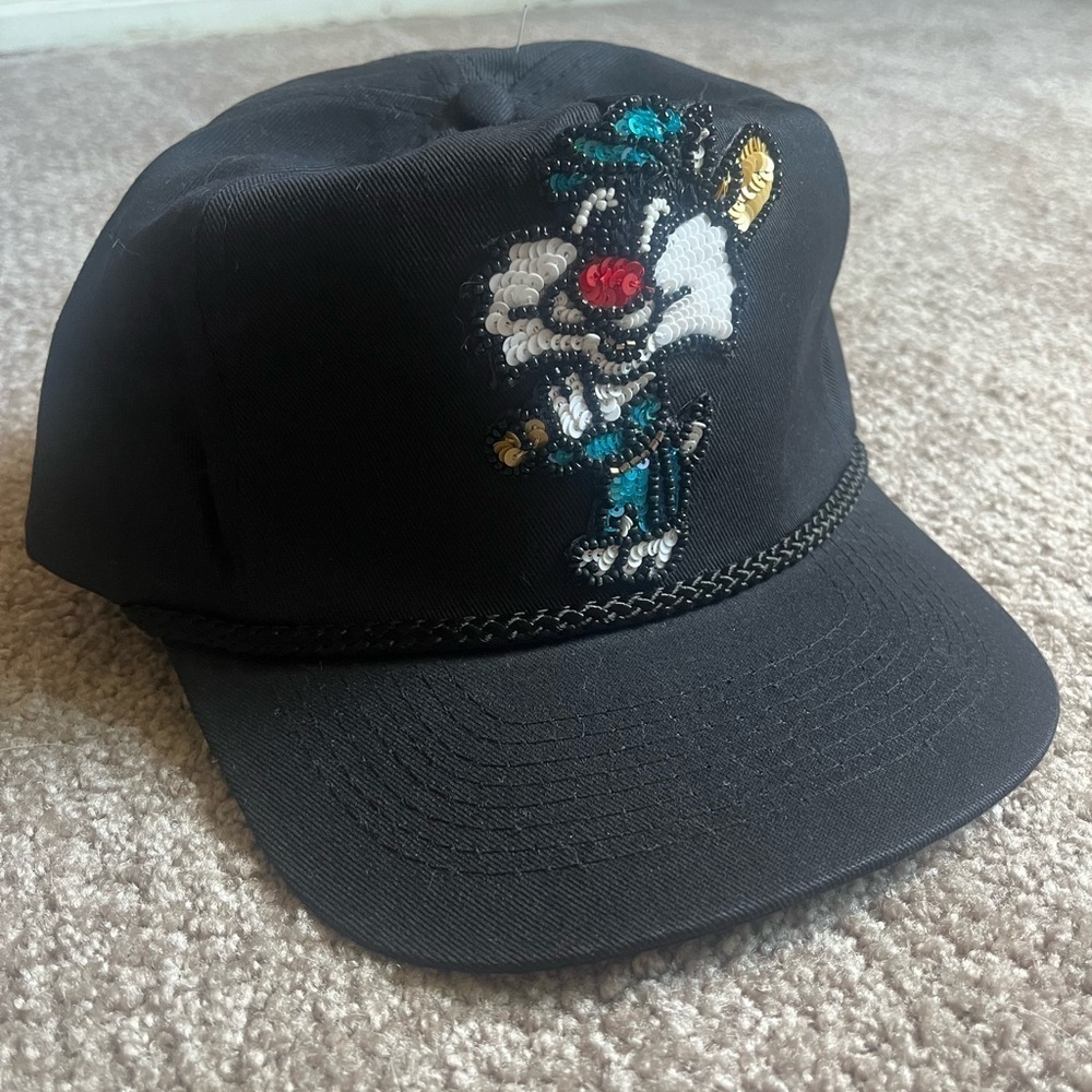 VTG 90’s Hand Beaded Alley Cat Black Cap